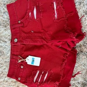 NWT S LEVI'S Red Denim Shorts